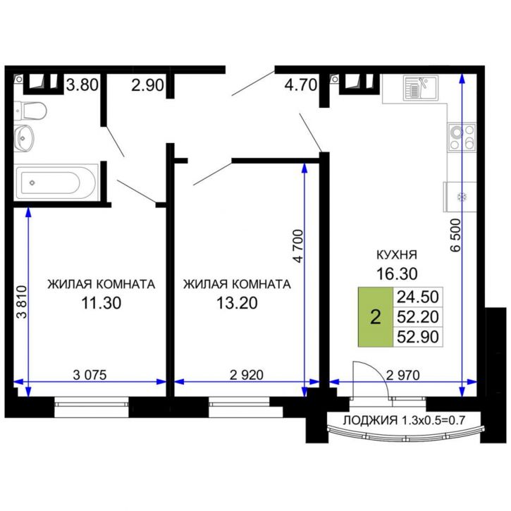 2-комн квартира в новом доме Межсанаторный проезд, д.20 литера 4