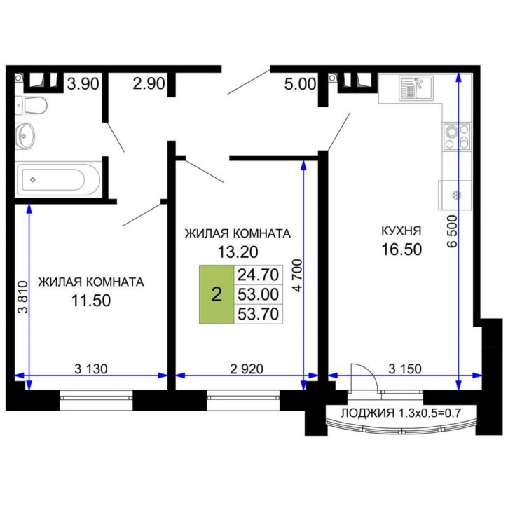 2-комн квартира в новом доме Межсанаторный проезд, д.20 литера 6