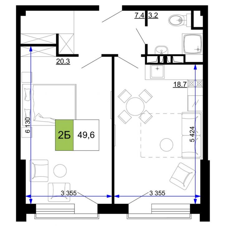 2-комн квартира в новом доме Сосновый проезд, д.10 литера 2