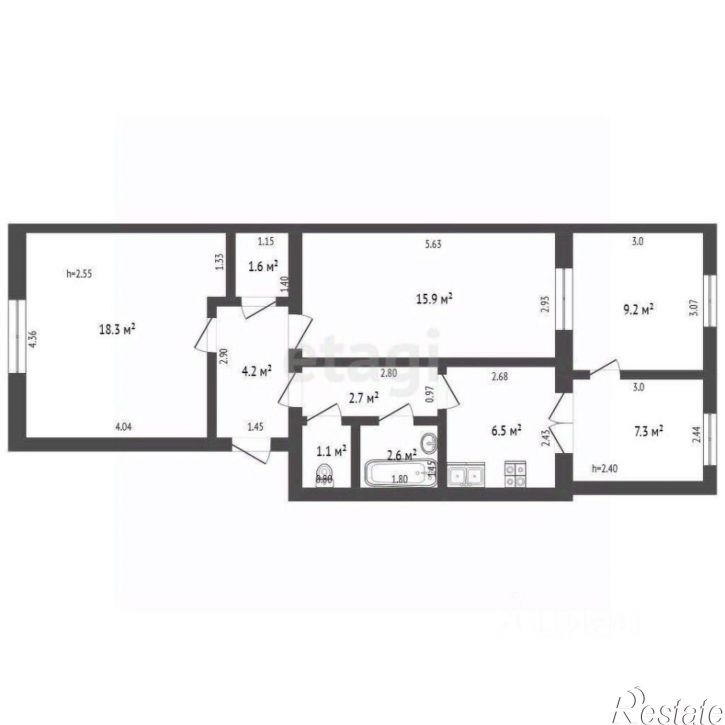 3-комн квартира улица Толстого, 56,  д. 56