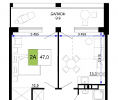 2-комн, 47 кв м, этаж 5/9 Сосновый проезд, д.10 литера 2