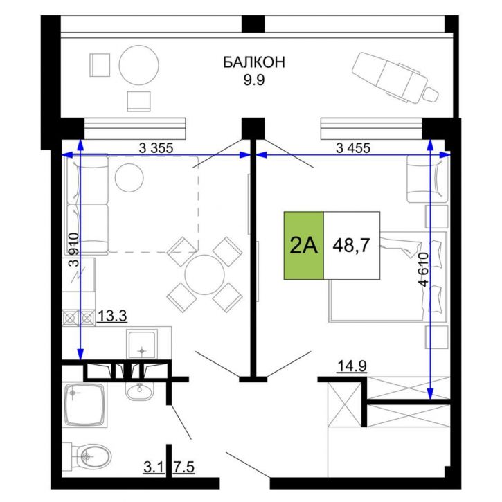 2-комн квартира в новом доме Сосновый проезд, д.10 литера 2