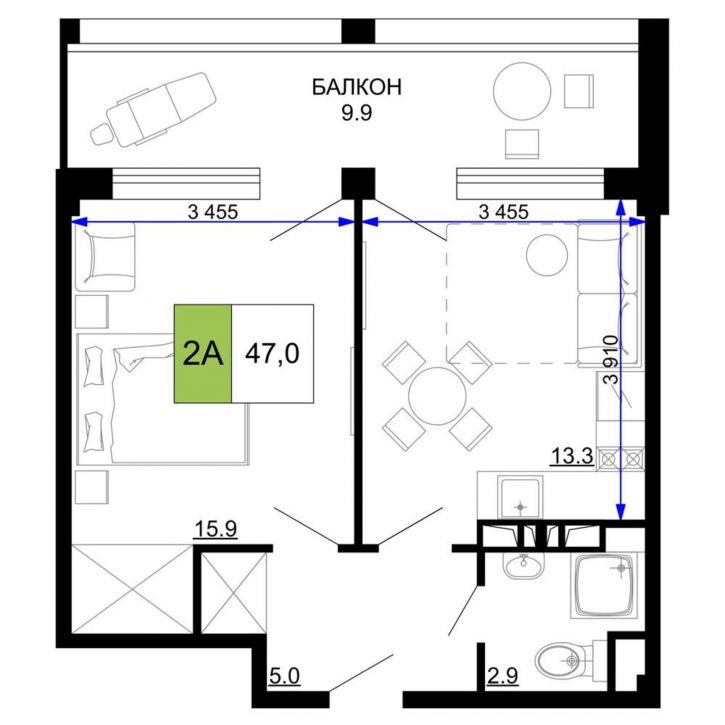 2-комн квартира в новом доме Сосновый проезд, д.10 литера 2