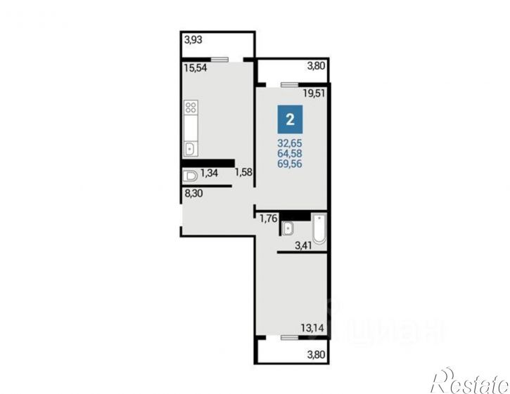 2-комн квартира улица Адмирала Пустошкина, 14,  д. 14