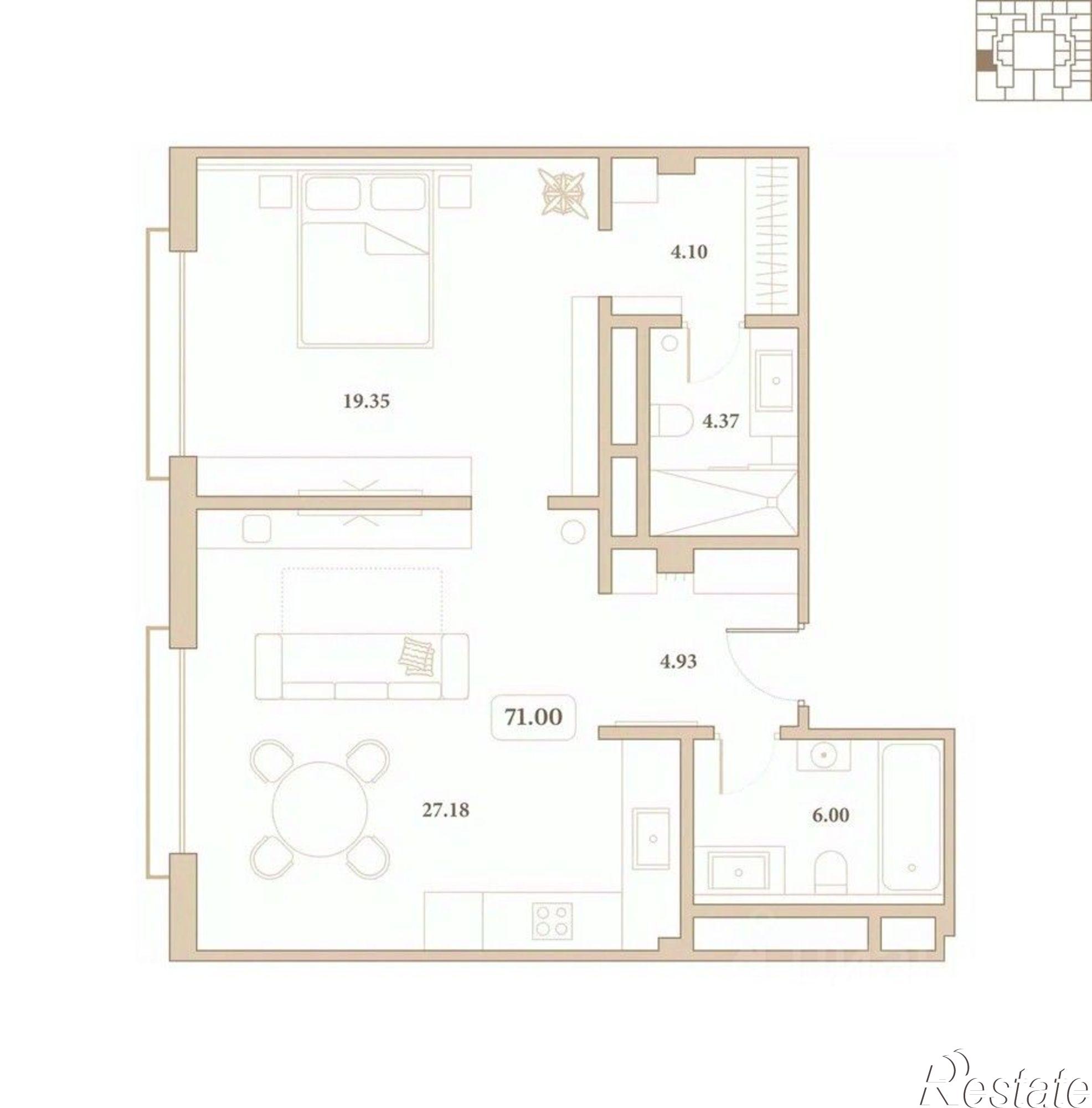 Купить квартиру за 27 604 500 рублей на ул Толстого, 27