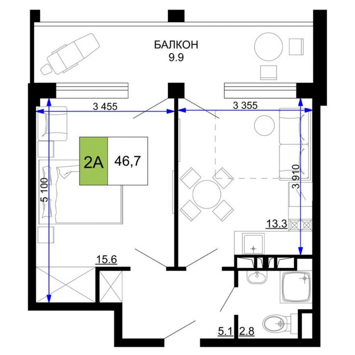 2-комн квартира в новом доме Сосновый проезд, д.10 литера 2