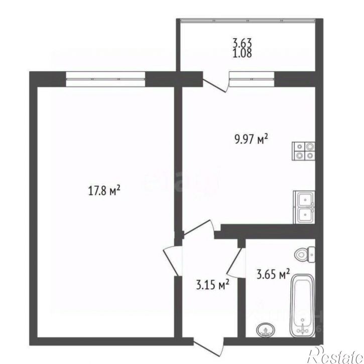 1-комн квартира улица Адмирала Пустошкина, 22 с1,  д. 22 с1