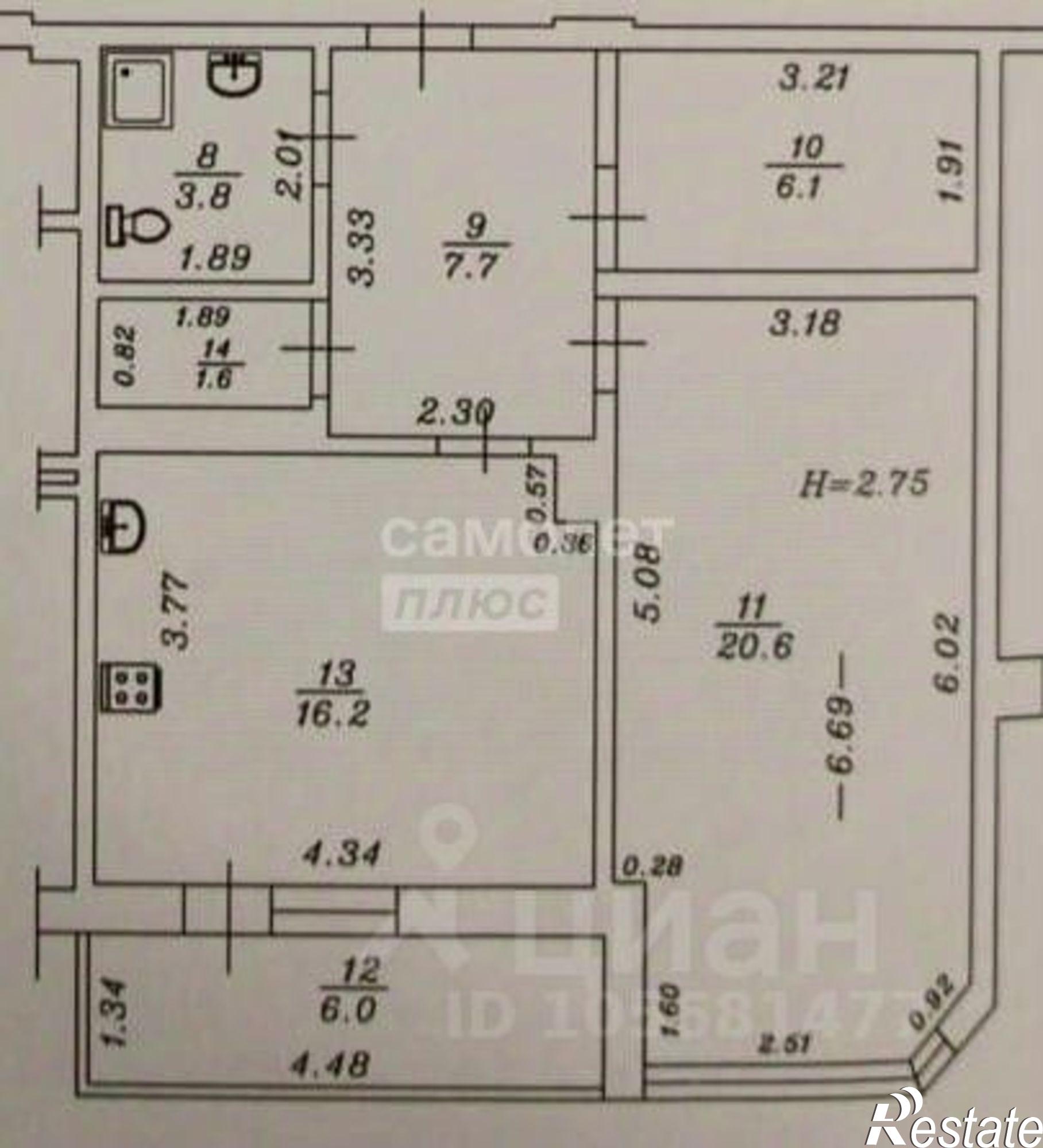 Купить квартиру за 9 000 000 рублей на Владимирская улица, 144