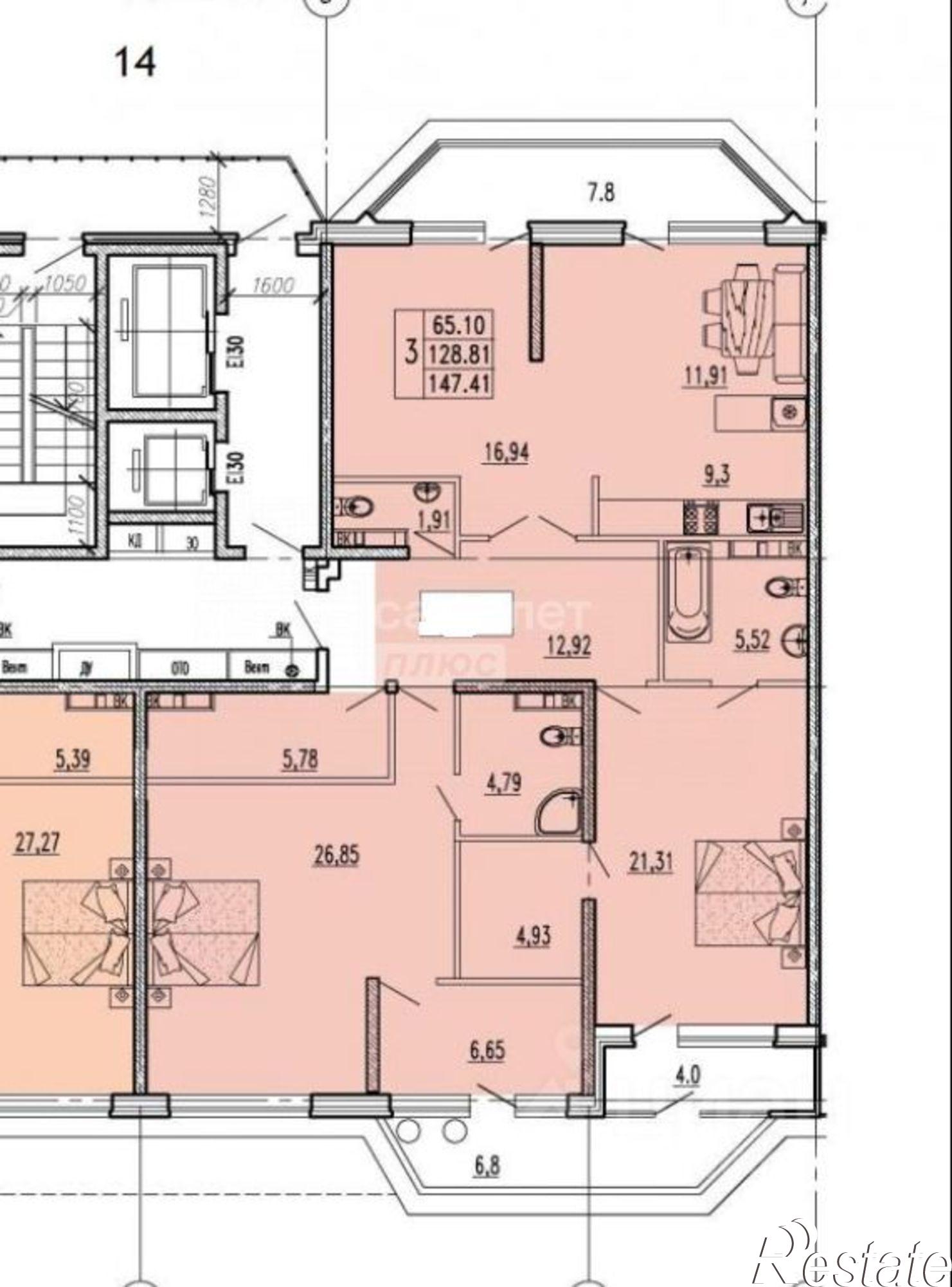 Купить квартиру за 44 233 000 рублей на ул Таманская, 26В