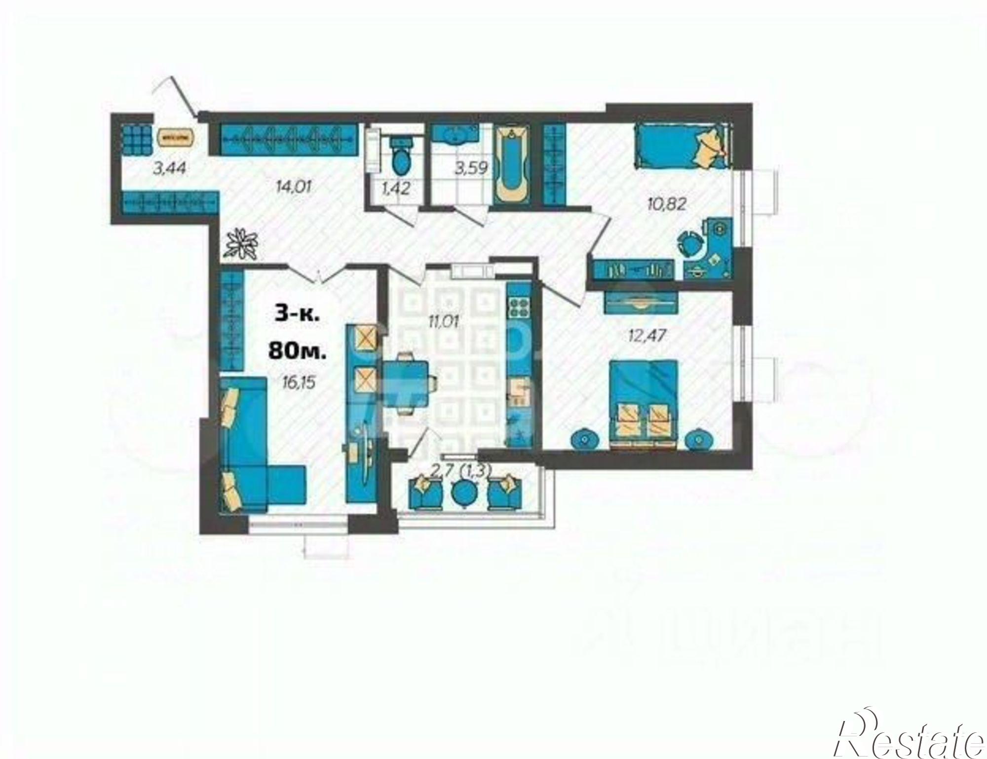 Купить квартиру за 18 490 000 рублей на ул Крылова, 13 2