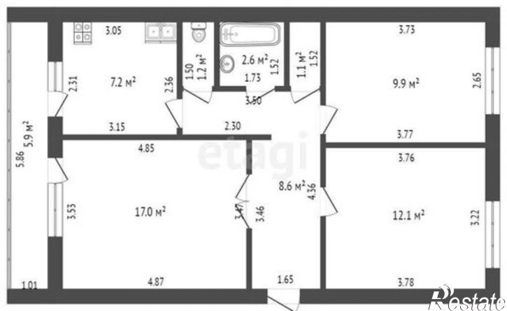 3-комн квартира ул Новороссийская, 259,  д. 259