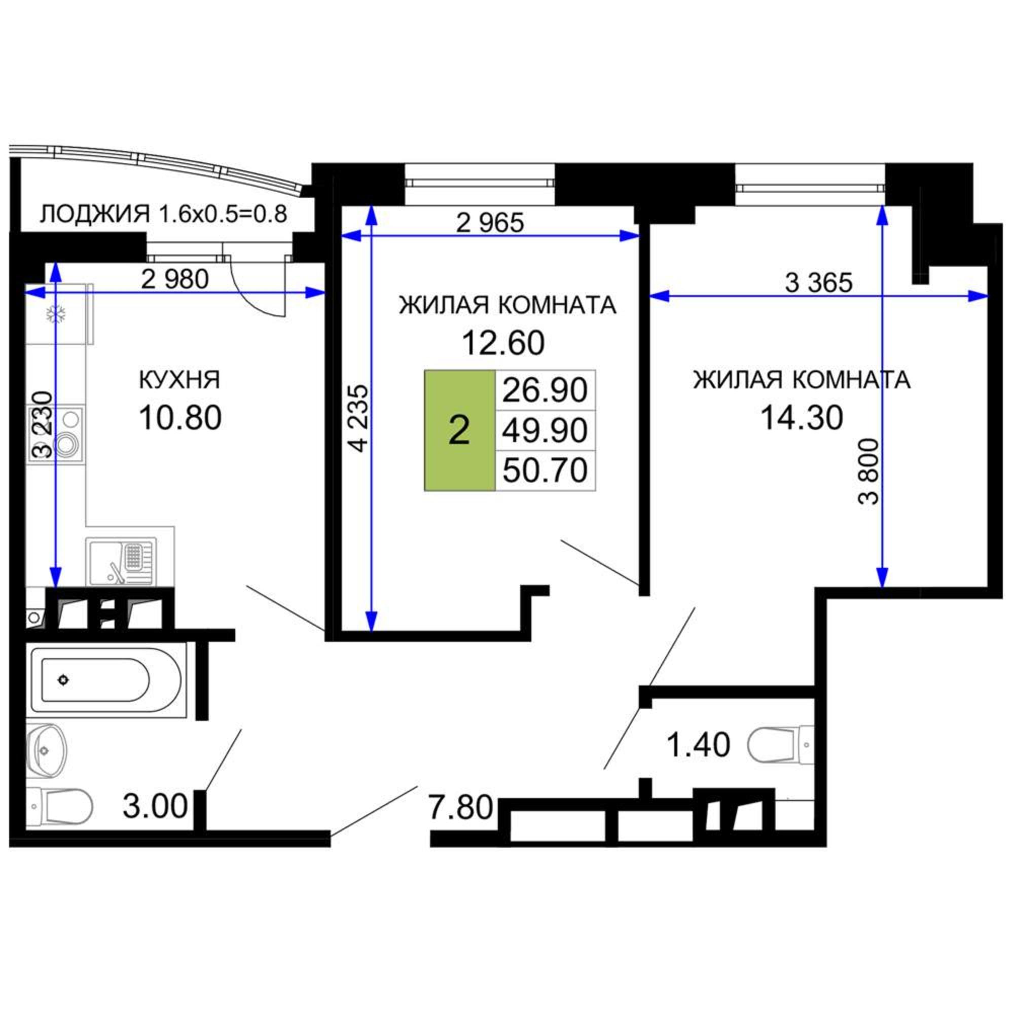 Купить квартиру за 9 911 750 рублей на Межсанаторный проезд, д.20 литера 4