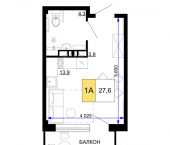 1-комн, 27 кв м, этаж 4/9 ул Дружбы, 11