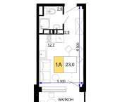 1-комн, 23 кв м, этаж 7/9 улица Дружбы, 11