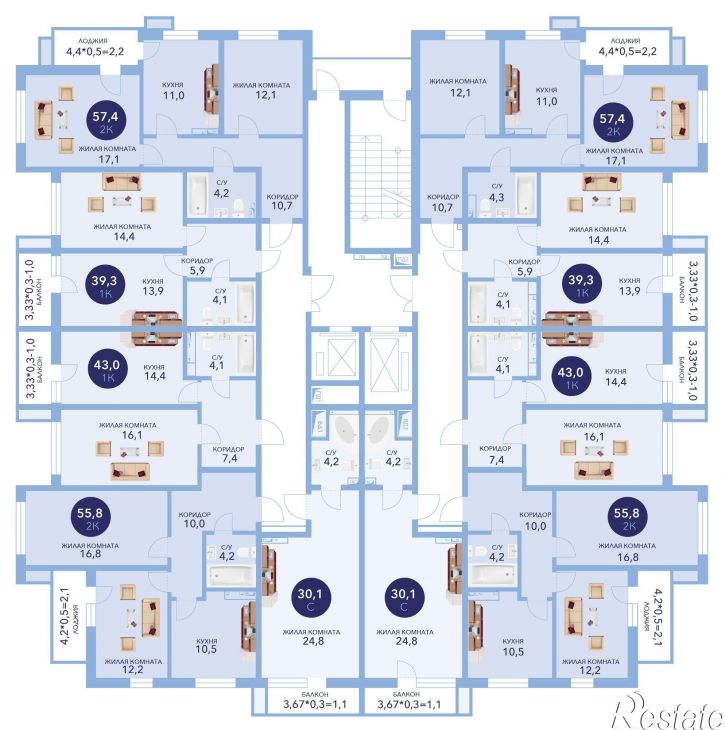 2-комн квартира в новом доме улица Ленина, 241к1