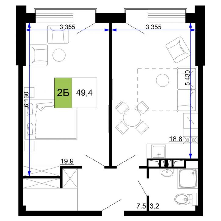 2-комн квартира в новом доме Сосновый проезд, д.10 литера 2