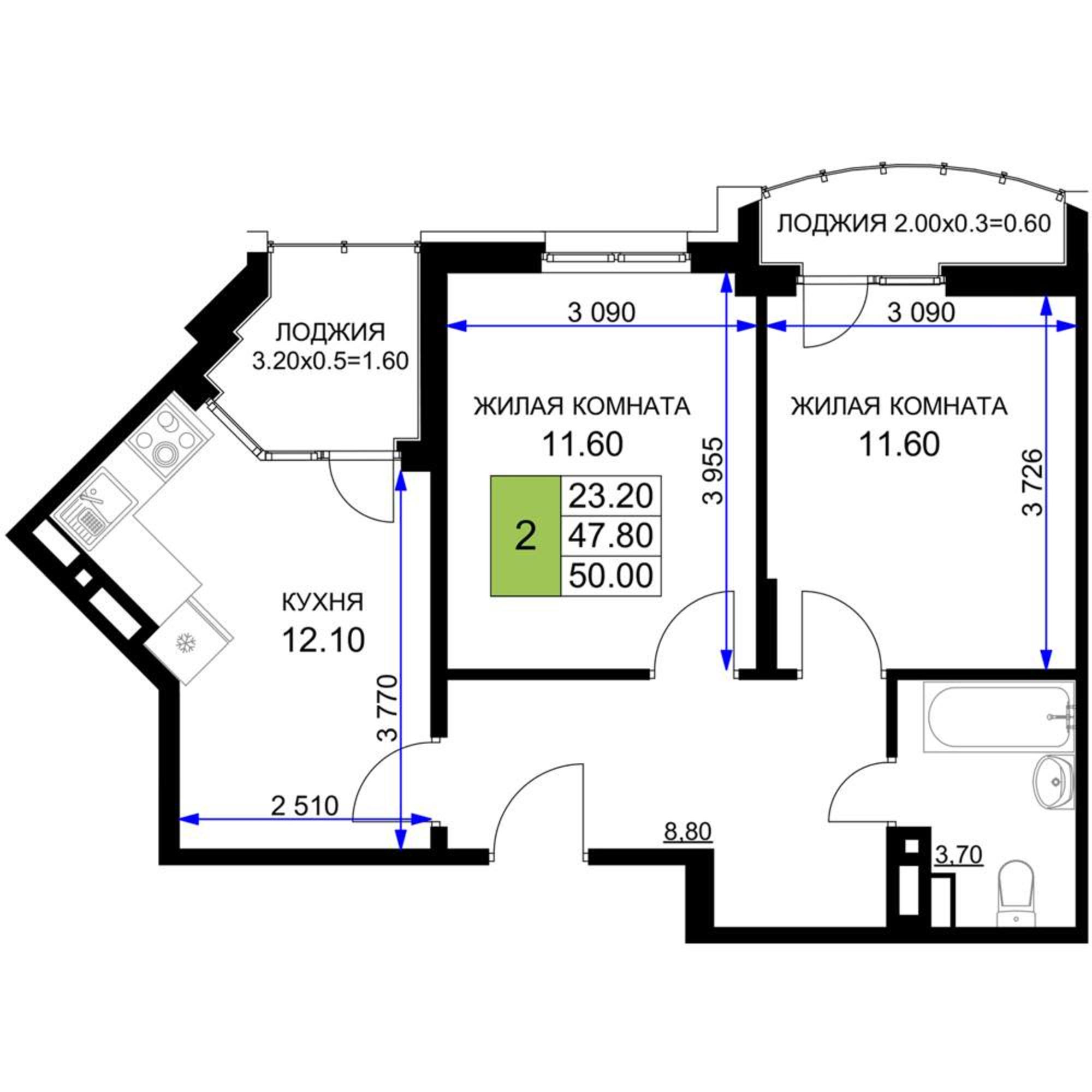 Купить квартиру за 10 172 100 рублей на Межсанаторный проезд, д.20 литера 1