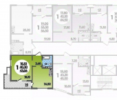 1-комн, 43 кв м, этаж 9/16 улица Адмирала Пустошкина, 22 с2