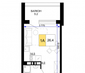 -комн, 26.4 кв м, этаж 7/9 Сосновый проезд, д.10 литера 2
