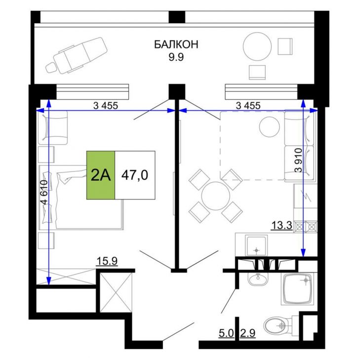 2-комн квартира в новом доме Сосновый проезд, д.10 литера 2