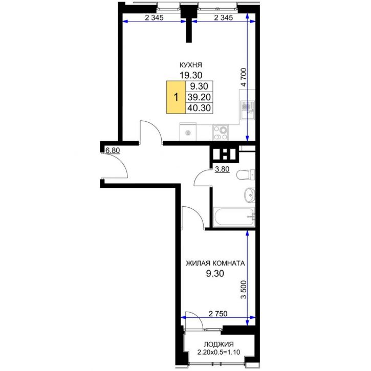 1-комн квартира в новом доме Межсанаторный проезд, д.20 литера 4