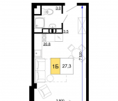 -комн, 27.3 кв м, этаж 8/9 Сосновый проезд, д.10 литера 1