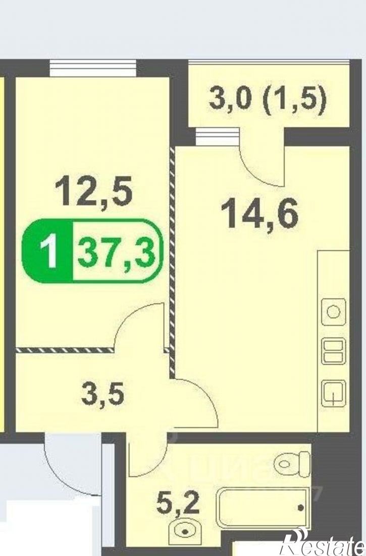 1-комн квартира Анапское шоссе, 24 3,  д. 24 3,  к. 3
