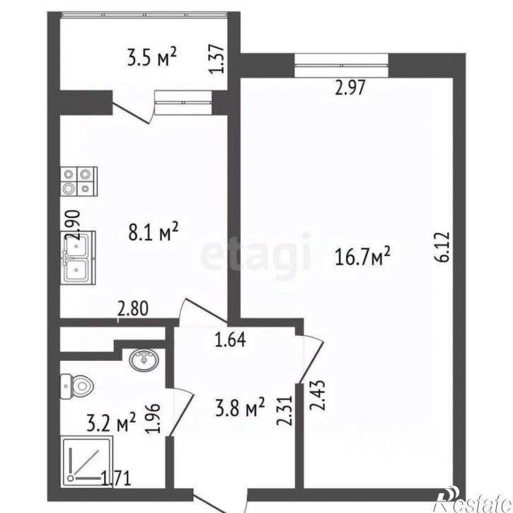 1-комн квартира Анапское шоссе, 24 6,  д. 24 6,  к. 6