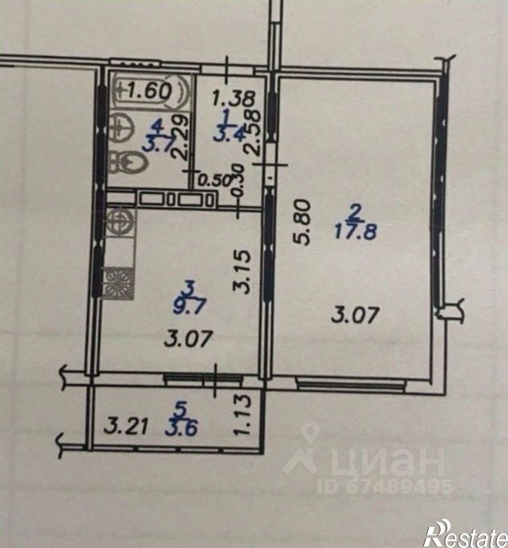 1-комн квартира улица Адмирала Пустошкина, 22 с1,  д. 22 с1