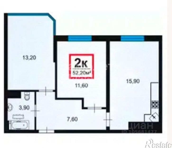 2-комн квартира Анапское шоссе, 32,  д. 32
