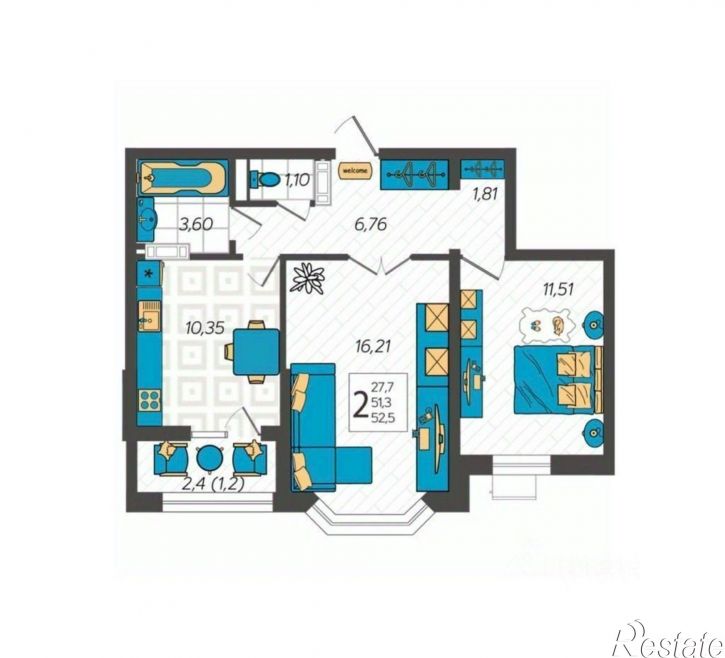 2-комн квартира ул Крылова, 13 2,  д. 13 2,  к. 2