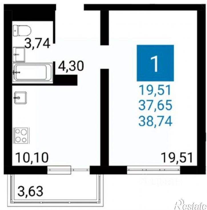 1-комн квартира ул Адмирала Пустошкина, 22 4,  д. 22 4,  к. 4
