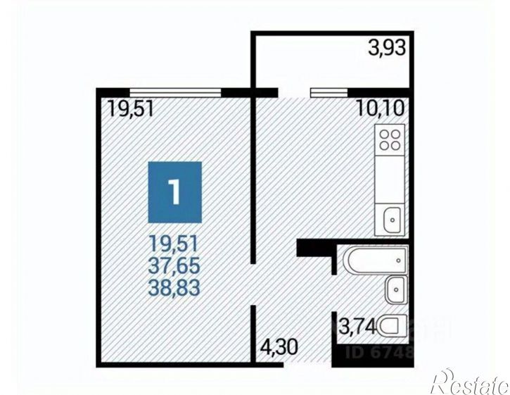 1-комн квартира улица Адмирала Пустошкина, 22 с6,  д. 22 с6