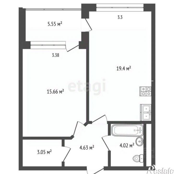 1-комн квартира пр-д Золотой берег, 2Е,  д. 2Е