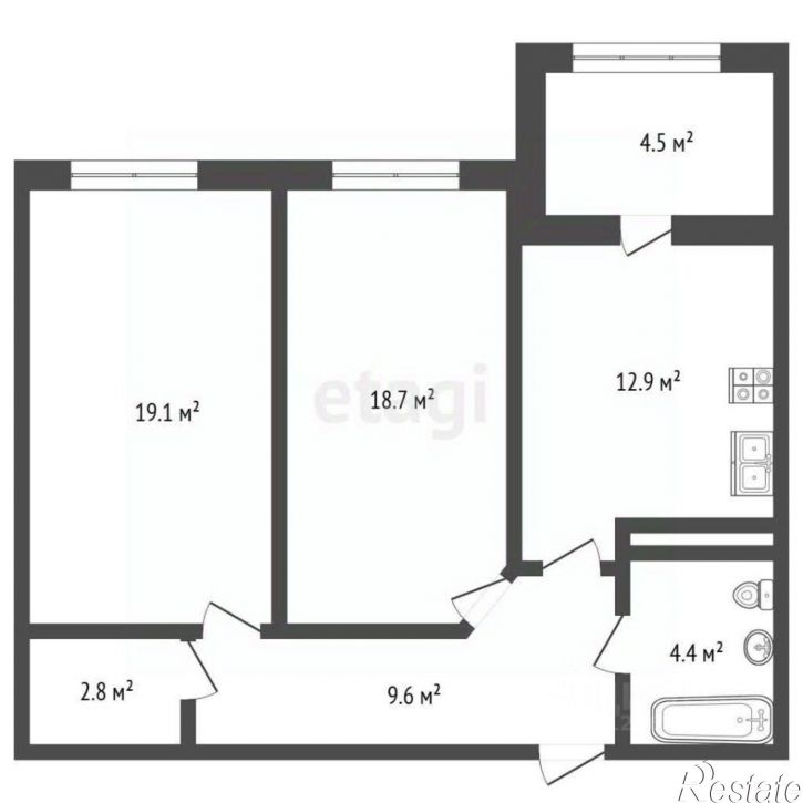 2-комн квартира Парковая улица, 61 к2,  д. 61 к2
