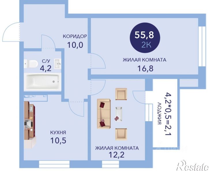 2-комн квартира в новом доме улица Ленина, 241к1,  д. 241к1