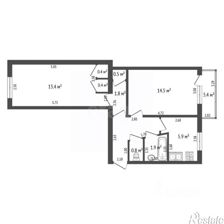 2-комн квартира улица Ленина, 68А,  д. 68А