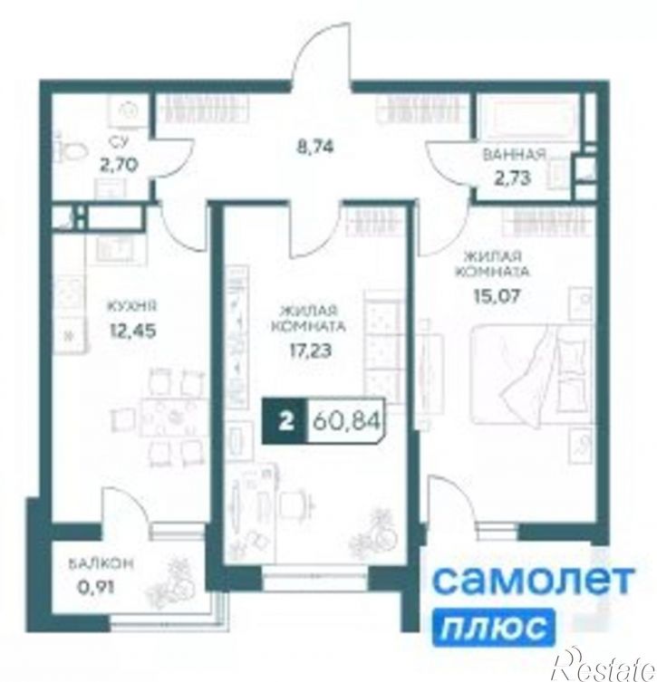 2-комн квартира в новом доме ул Шевченко, 288Б,  д. 288Б