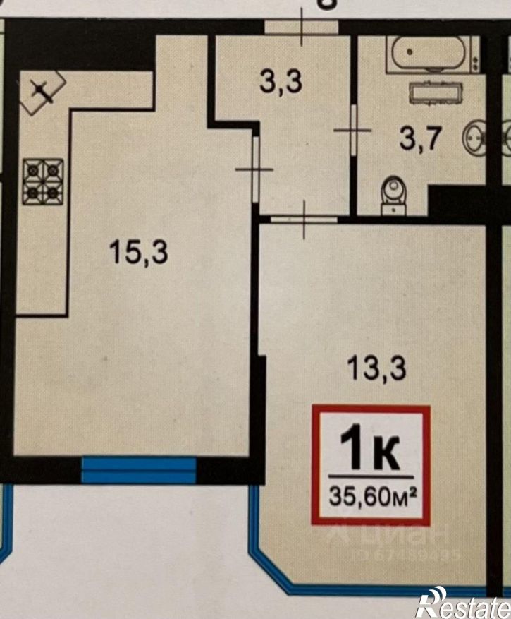 1-комн квартира Анапское шоссе, 30 3,  д. 30 3,  к. 3