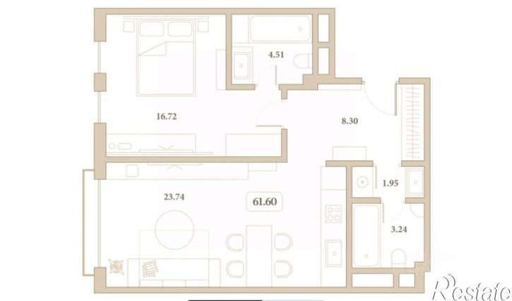 1-комн квартира в новом доме улица Толстого, 27,  д. 27