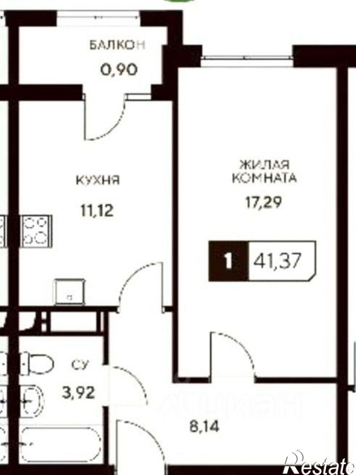 1-комн квартира в новом доме ул Крестьянская, 50В/16,  д. 50В/16