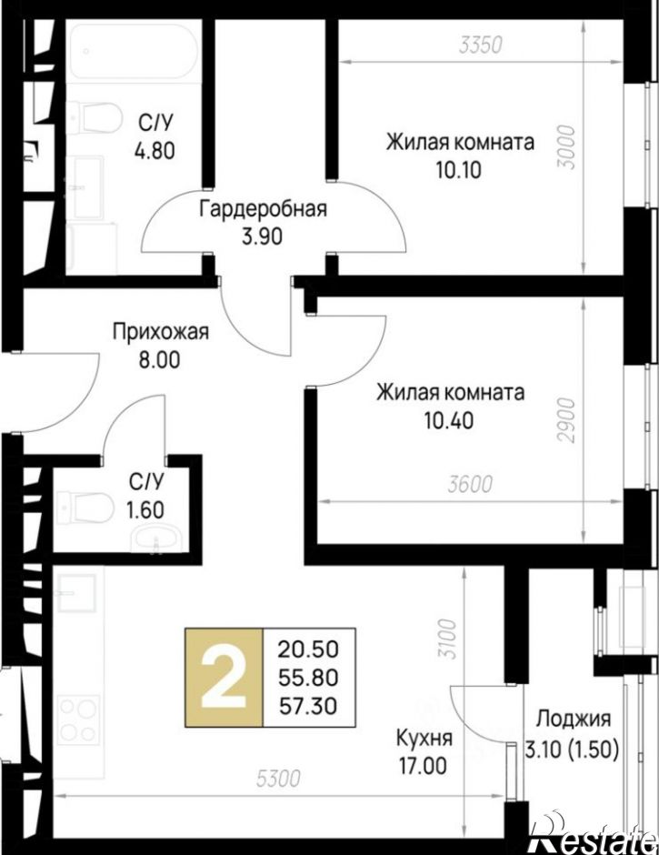2-комн квартира в новом доме улица Ленина, 148,  д. 148