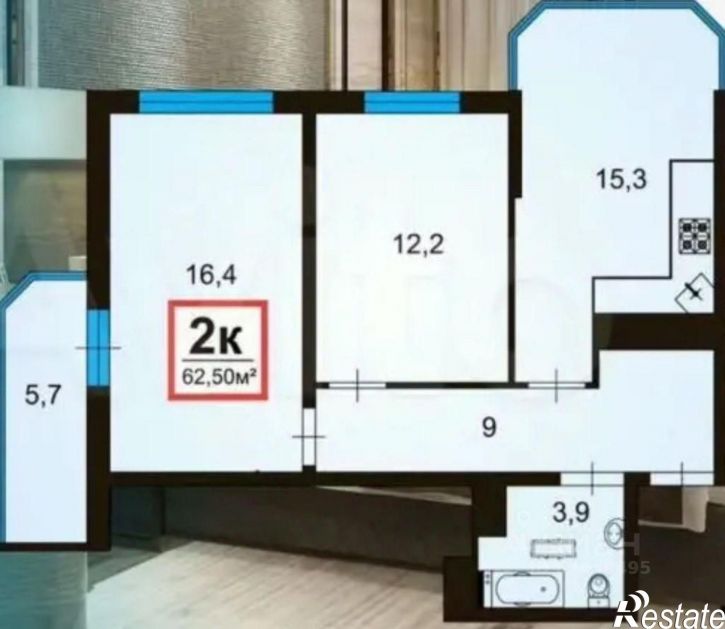2-комн квартира Анапское шоссе, 30 3,  д. 30 3,  к. 3