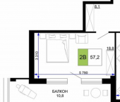 2-комн, 57 кв м, этаж 7/9 Пионерский проспект, 36/4