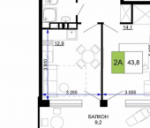 2-комн, 44 кв м, этаж 7/9 Пионерский пр-кт, 36Д