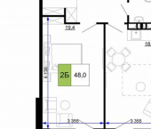 2-комн, 48 кв м, этаж 5/9 Пионерский пр-кт, 36Д
