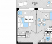 2-комн, 48 кв м, этаж 4/9 Пионерский пр-кт, 36Д