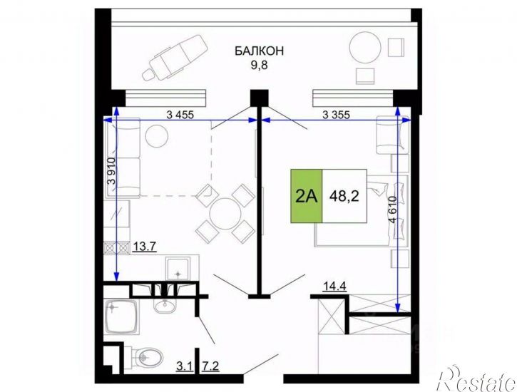 2-комн квартира в новом доме Пионерский проспект, 36Г,  д. 36Г