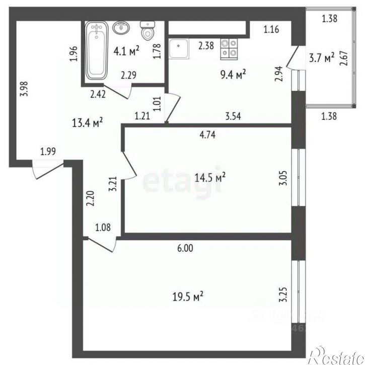 2-комн квартира ул Парковая, 91 1,  д. 91 1,  к. 1