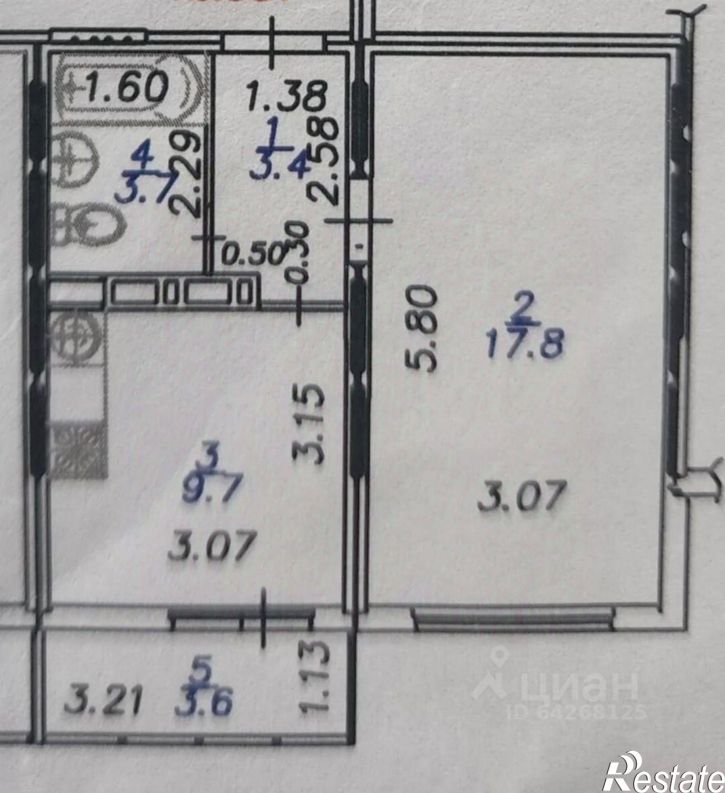 1-комн квартира ул Адмирала Пустошкина, 22 1,  д. 22 1,  к. 1